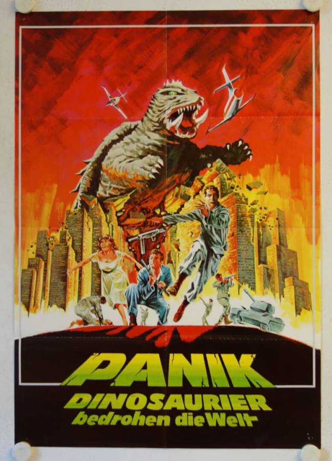 Panik Dinosaurier bedrohen die Welt originales deutsches Filmplakat (R70s)